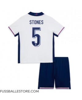 Günstige England John Stones #5 Heimtrikotsatz Kinder EM 2024 Kurzarm (+ Kurze Hosen)